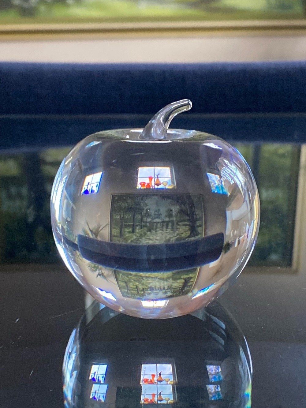 Tiffany & Co. Crystal Clear Glass Apple Paperweight Figurine 3.25”